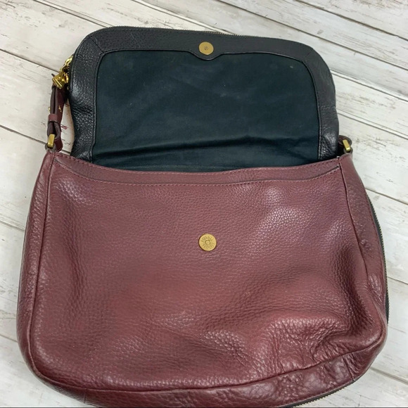 Fossil All Leather Crossbody Messenger Bag Flap Zip Around Expandable Colorblock - Picture 4 of 14